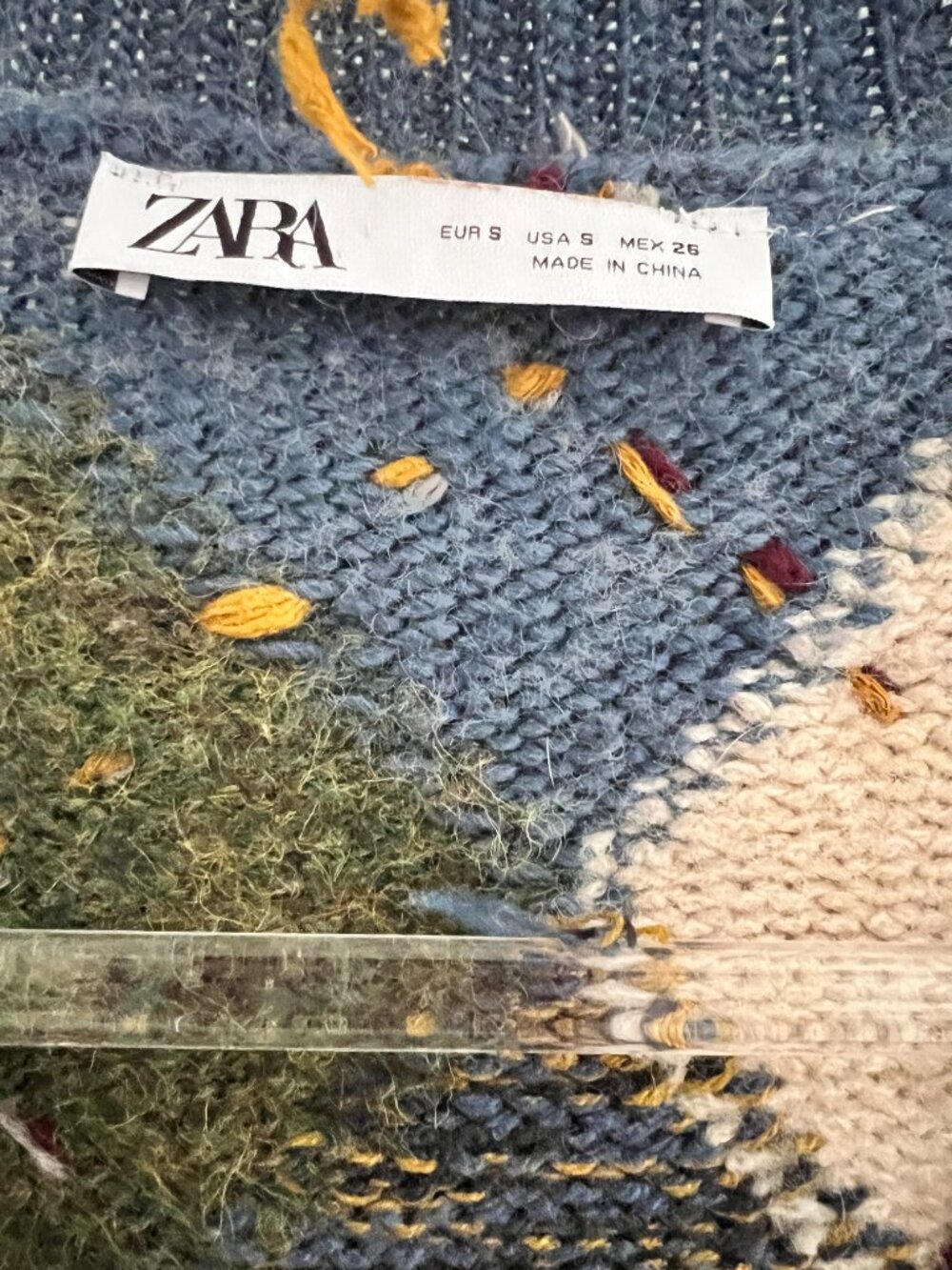 Zara Argyle Cardigan Blue/Green Size Small - Picture 3 of 6